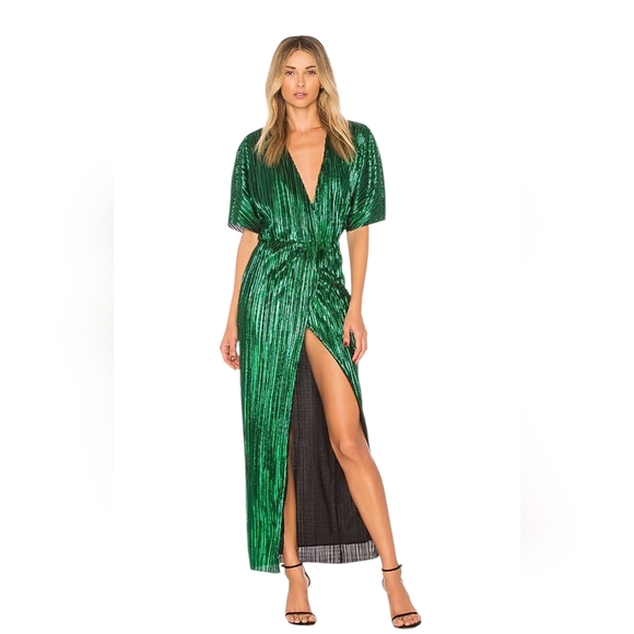 House of Harlow 1960 x REVOLVE Sabrina Dress in Emerald Green Pleated XXS - Picture 1 of 11